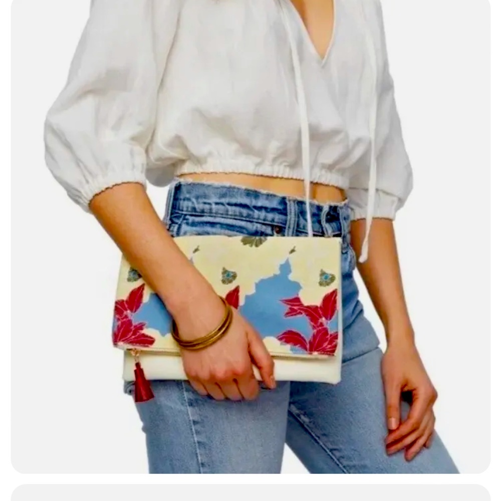 Rachel pally floral canvas clutch